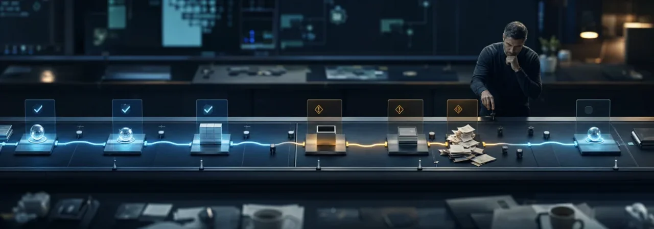 An AI agent is tested for exceptions and approvals in a realistic, multi-step workflow.
