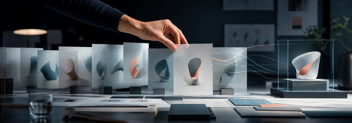 A human selects a robust result from AI-generated options.