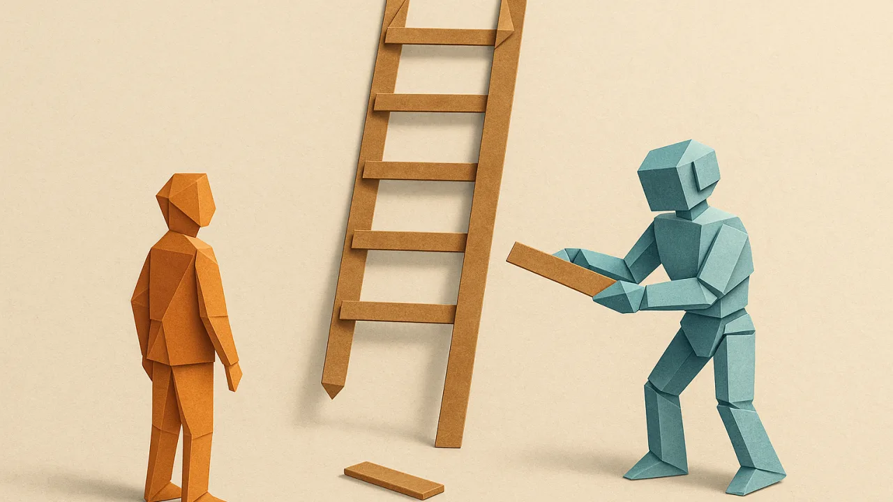 Original LinkedIn image of a career ladder with a missing entry level in the AI era.