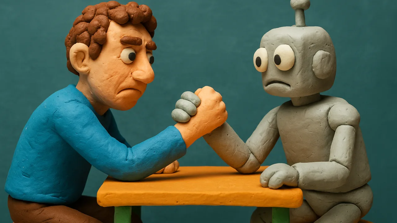 Original LinkedIn image comparing human labor and AI automation.